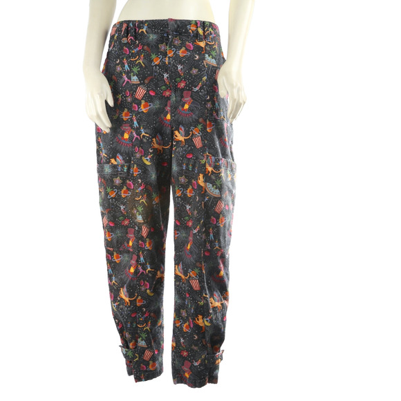 Farm Rio Amorina Anthropologie Pants Size L Whimsical Multicolor Denim Boho - Picture 7 of 16